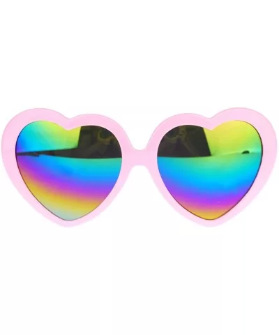 Womens Mirrored Rusta Mirror Lens Plastic Frame Heart Shape Sunglasses - Pink - CO11O208RFB $8.13 Oval