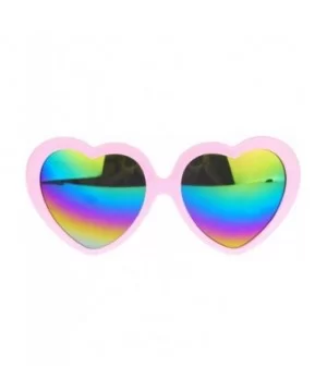 Womens Mirrored Rusta Mirror Lens Plastic Frame Heart Shape Sunglasses - Pink - CO11O208RFB $8.13 Oval