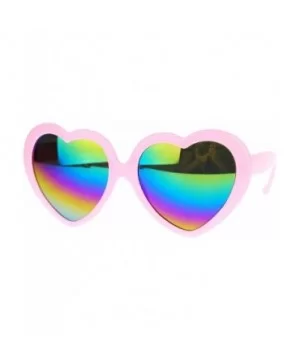 Womens Mirrored Rusta Mirror Lens Plastic Frame Heart Shape Sunglasses - Pink - CO11O208RFB $8.13 Oval