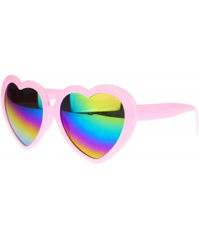 Womens Mirrored Rusta Mirror Lens Plastic Frame Heart Shape Sunglasses - Pink - CO11O208RFB $8.13 Oval