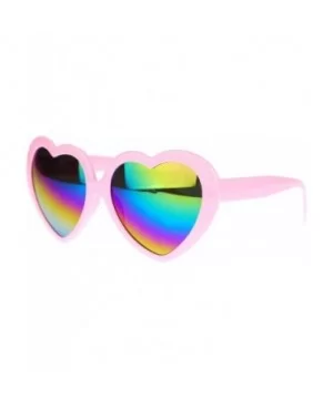 Womens Mirrored Rusta Mirror Lens Plastic Frame Heart Shape Sunglasses - Pink - CO11O208RFB $8.13 Oval