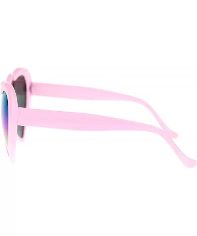 Womens Mirrored Rusta Mirror Lens Plastic Frame Heart Shape Sunglasses - Pink - CO11O208RFB $8.13 Oval