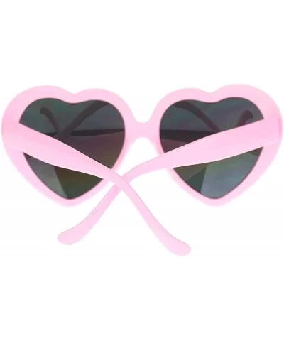 Womens Mirrored Rusta Mirror Lens Plastic Frame Heart Shape Sunglasses - Pink - CO11O208RFB $8.13 Oval