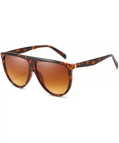 Square Oversized Sunglasses for Women Men Flat Top Fashion Sunnies - Leopard - CF18WIKORZ6 $5.98 Square