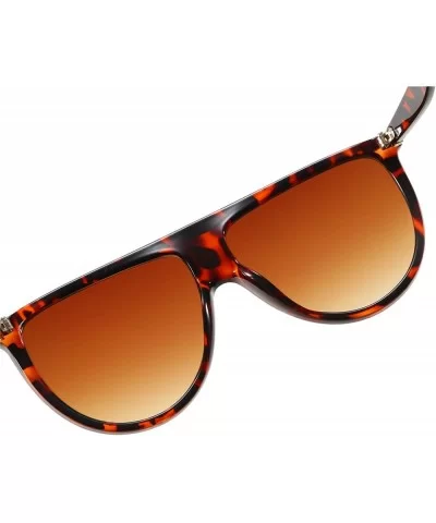 Square Oversized Sunglasses for Women Men Flat Top Fashion Sunnies - Leopard - CF18WIKORZ6 $5.98 Square