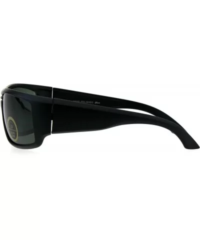 Tempered Glass Lens Mens Flat Top Motorcycle Biker Rectangle Sunglasses - Matte Black Green - CX18H4NCT9Y $6.88 Rectangular