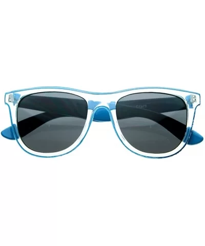 Candy Colorful Jolly Rancher Raver Rolling Transparent Horn Rimmed Sunglasses (Blue) - CP116Q2K715 $5.16 Wayfarer