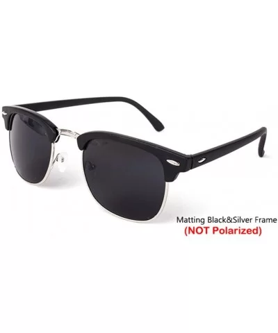 Semi-Rimless Sunglasses Women Men Polarized Retro Eyeglasses - C1 Lightblack Gray - CX194OSSIH5 $14.29 Round