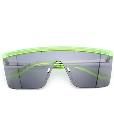 Flat Top Square Fashion Shield Sunglasses for Women Man Oversized One Piece Lens Sun Glasses - Green - C918WQHAUYM $7.65 Square