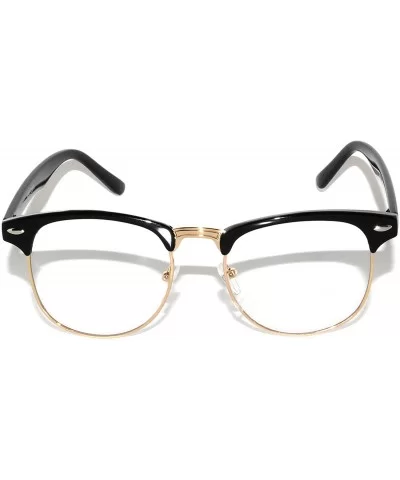 Classic Half Frame Horned Rim Sunglasses Colorful Lens Retro Stylish - Clear Lens Black-gold - C511QDTDGOB $8.28 Rimless