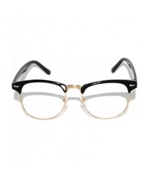 Classic Half Frame Horned Rim Sunglasses Colorful Lens Retro Stylish - Clear Lens Black-gold - C511QDTDGOB $8.28 Rimless