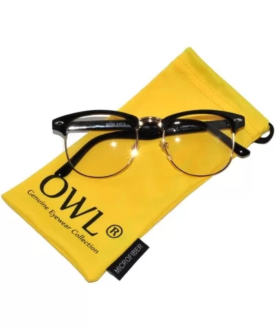 Classic Half Frame Horned Rim Sunglasses Colorful Lens Retro Stylish - Clear Lens Black-gold - C511QDTDGOB $8.28 Rimless