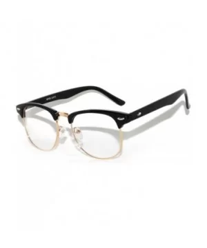 Classic Half Frame Horned Rim Sunglasses Colorful Lens Retro Stylish - Clear Lens Black-gold - C511QDTDGOB $8.28 Rimless