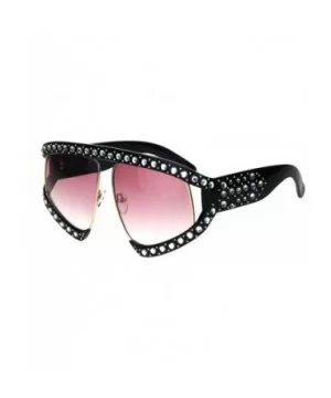 Super Oversized Rhinestones Sunglasses Womens Diva Fashion Shades - Black (Pink) - C418SQ4K44A $8.09 Oversized