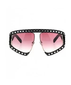 Super Oversized Rhinestones Sunglasses Womens Diva Fashion Shades - Black (Pink) - C418SQ4K44A $8.09 Oversized