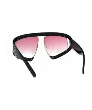 Super Oversized Rhinestones Sunglasses Womens Diva Fashion Shades - Black (Pink) - C418SQ4K44A $8.09 Oversized