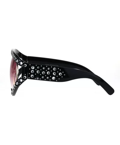 Super Oversized Rhinestones Sunglasses Womens Diva Fashion Shades - Black (Pink) - C418SQ4K44A $8.09 Oversized