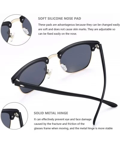 Semi Rimless Polarized Sunglasses Classic Half Frame Sun Glasses for Women Men UV Protection - CR194TD6YU5 $9.98 Semi-rimless