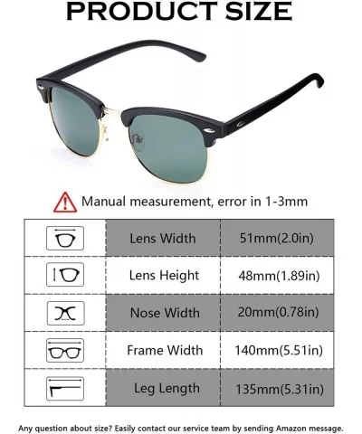 Semi Rimless Polarized Sunglasses Classic Half Frame Sun Glasses for Women Men UV Protection - CR194TD6YU5 $9.98 Semi-rimless