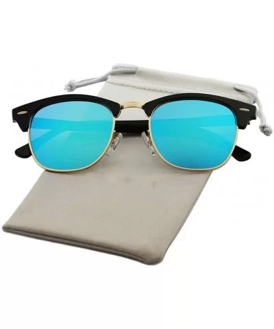 Semi-Rimless Sunglasses Women Men Polarized Retro Eyeglasses - C1 Lightblack Gray - CX194OSSIH5 $14.29 Round