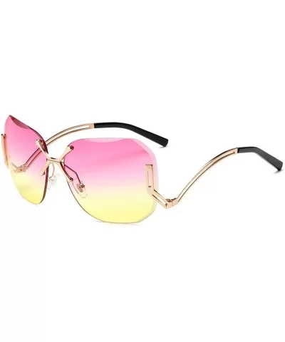 Rimless Oversized Vintage Retro Style Eye Glasses Sunglasses - Gold-pink Yellow - C317Y0DZO7U $6.90 Oversized