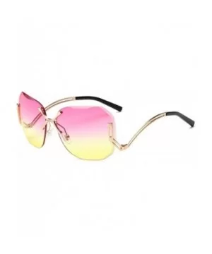 Rimless Oversized Vintage Retro Style Eye Glasses Sunglasses - Gold-pink Yellow - C317Y0DZO7U $6.90 Oversized