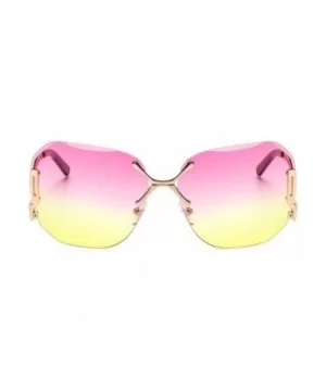 Rimless Oversized Vintage Retro Style Eye Glasses Sunglasses - Gold-pink Yellow - C317Y0DZO7U $6.90 Oversized