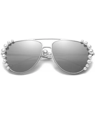 European and American trendscross-border pearl models unisex sunglasses - White Mercury - CB18H32C7MT $8.55 Oval