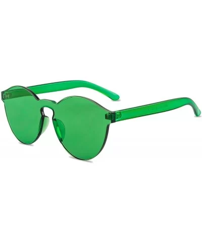 One Piece Rimless Sunglasses Transparent Candy Color Tinted Eyewear - Green - CV18D4LHAUX $7.44 Oversized