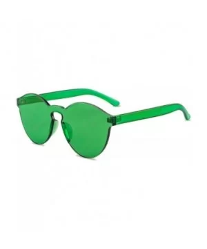 One Piece Rimless Sunglasses Transparent Candy Color Tinted Eyewear - Green - CV18D4LHAUX $7.44 Oversized