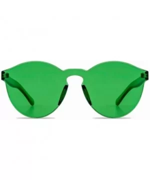 One Piece Rimless Sunglasses Transparent Candy Color Tinted Eyewear - Green - CV18D4LHAUX $7.44 Oversized