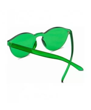 One Piece Rimless Sunglasses Transparent Candy Color Tinted Eyewear - Green - CV18D4LHAUX $7.44 Oversized