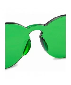 One Piece Rimless Sunglasses Transparent Candy Color Tinted Eyewear - Green - CV18D4LHAUX $7.44 Oversized