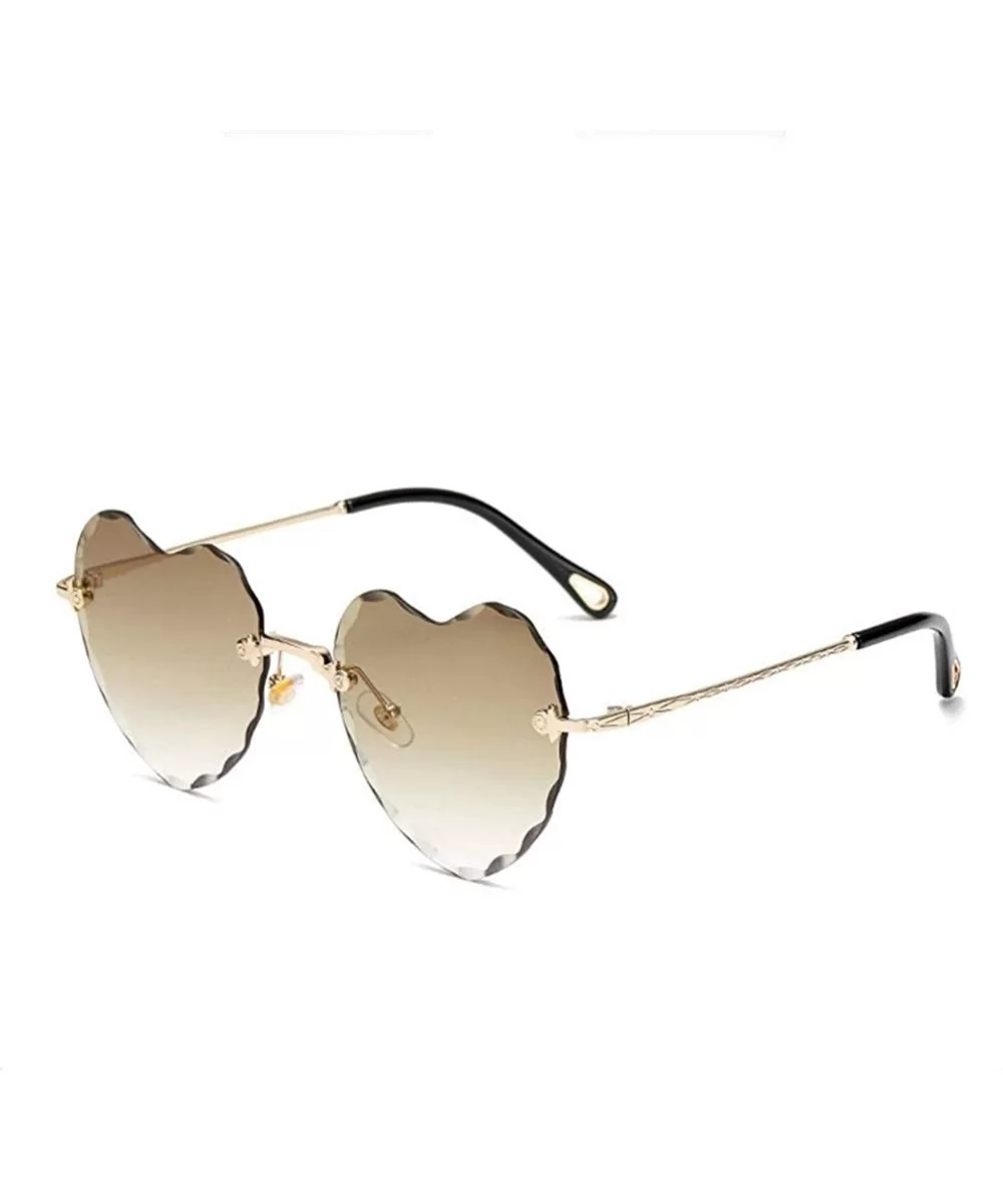 Heart-Shaped Rimless Sunglasses Women Gradient Lens Shade UV Protection - C5 - CP190NANQ60 $6.44 Rimless