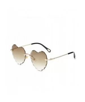 Heart-Shaped Rimless Sunglasses Women Gradient Lens Shade UV Protection - C5 - CP190NANQ60 $6.44 Rimless