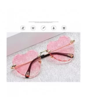 Heart-Shaped Rimless Sunglasses Women Gradient Lens Shade UV Protection - C5 - CP190NANQ60 $6.44 Rimless