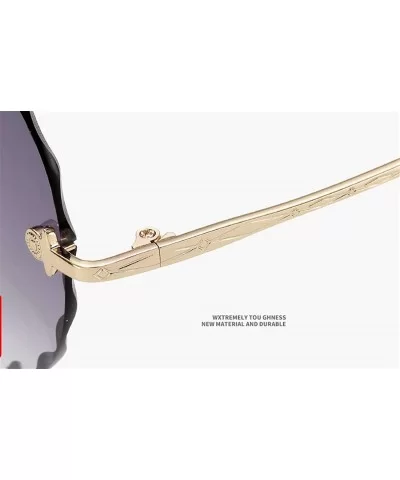 Heart-Shaped Rimless Sunglasses Women Gradient Lens Shade UV Protection - C5 - CP190NANQ60 $6.44 Rimless