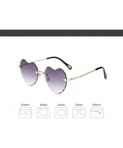 Heart-Shaped Rimless Sunglasses Women Gradient Lens Shade UV Protection - C5 - CP190NANQ60 $6.44 Rimless