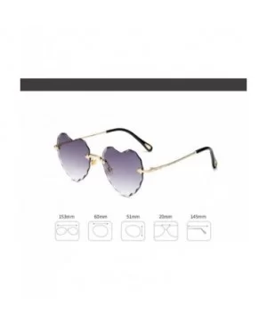 Heart-Shaped Rimless Sunglasses Women Gradient Lens Shade UV Protection - C5 - CP190NANQ60 $6.44 Rimless