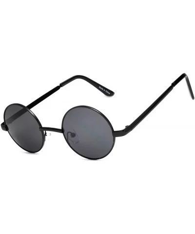 Round Retro Small Circle Tint & Mirror Colored Lens 43-55 mm Sunglasses Metal - Round_43mm_blk_smk - C6189ILNY0M $7.47 Round