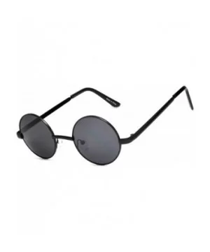 Round Retro Small Circle Tint & Mirror Colored Lens 43-55 mm Sunglasses Metal - Round_43mm_blk_smk - C6189ILNY0M $7.47 Round