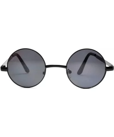 Round Retro Small Circle Tint & Mirror Colored Lens 43-55 mm Sunglasses Metal - Round_43mm_blk_smk - C6189ILNY0M $7.47 Round