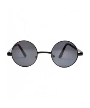 Round Retro Small Circle Tint & Mirror Colored Lens 43-55 mm Sunglasses Metal - Round_43mm_blk_smk - C6189ILNY0M $7.47 Round