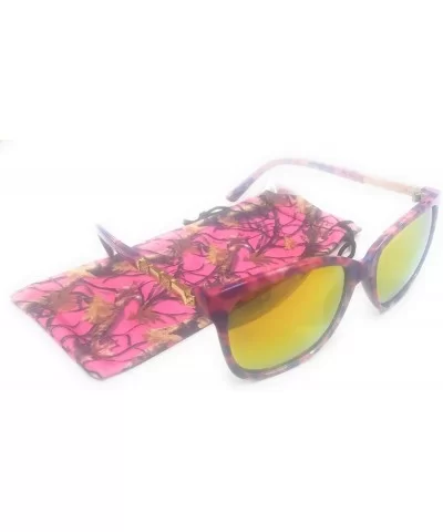 Camo Camouflage Womens Western Sunglasses + Drawstring Case - Pink Purple - CN199Y4YQR8 $12.30 Rectangular