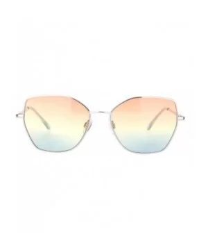 Womens Metal Rim Oceanic Gradient Lens Butterfly Sunglasses - Silver Orange Yellow Blue - C418OCYLQWM $10.55 Butterfly