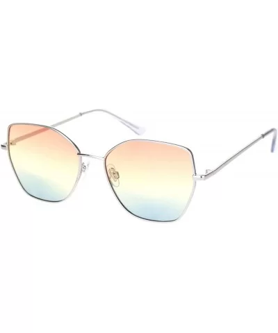 Womens Metal Rim Oceanic Gradient Lens Butterfly Sunglasses - Silver Orange Yellow Blue - C418OCYLQWM $10.55 Butterfly