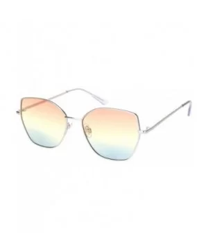 Womens Metal Rim Oceanic Gradient Lens Butterfly Sunglasses - Silver Orange Yellow Blue - C418OCYLQWM $10.55 Butterfly