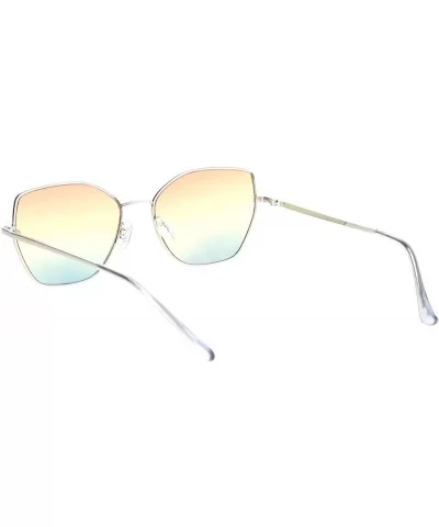 Womens Metal Rim Oceanic Gradient Lens Butterfly Sunglasses - Silver Orange Yellow Blue - C418OCYLQWM $10.55 Butterfly