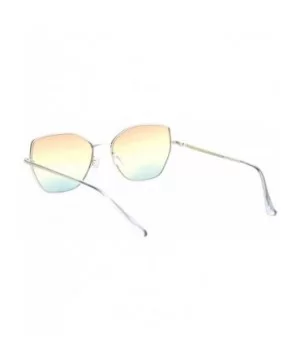 Womens Metal Rim Oceanic Gradient Lens Butterfly Sunglasses - Silver Orange Yellow Blue - C418OCYLQWM $10.55 Butterfly