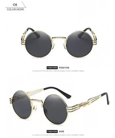 John Lennon Round Sunglasses Steampunk Metal Frame - Two Pairs Pack Black/Gold Black - CK184X8UER2 $17.73 Oversized